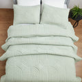 Green Sage Full/Queen Jersey Quilt by Drew Barrymore - Modern Geometric Design