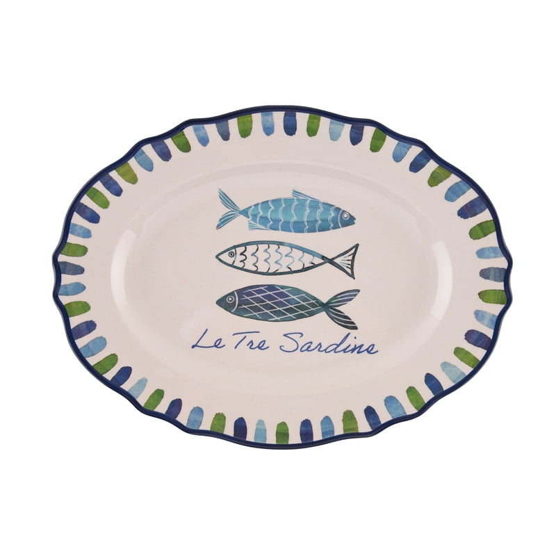 Bamboo Melamine Oval Medium Serve Platter - Multicolor Sardine