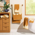 Yellow 6-Piece Cotton Bath Towel Set with Scalloped Edges - Soft & Absorbent