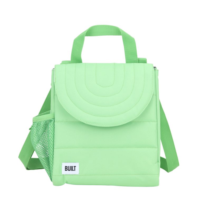 Insulated Kids Lunch Box Puffer Bag with Side Pocket - Green
