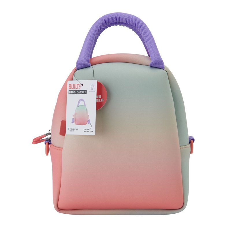 Reusable Neoprene Lunch Bag for Kids - Ombre Coral, Mint, Lavender