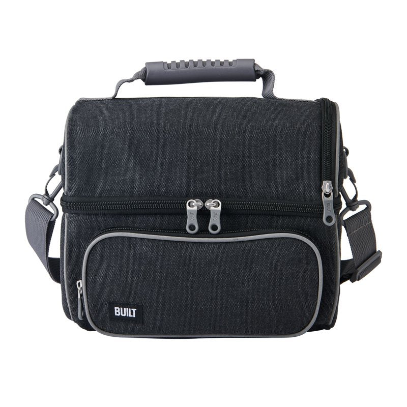 Black Adult Lunch Bag with Water Bottle Compartment