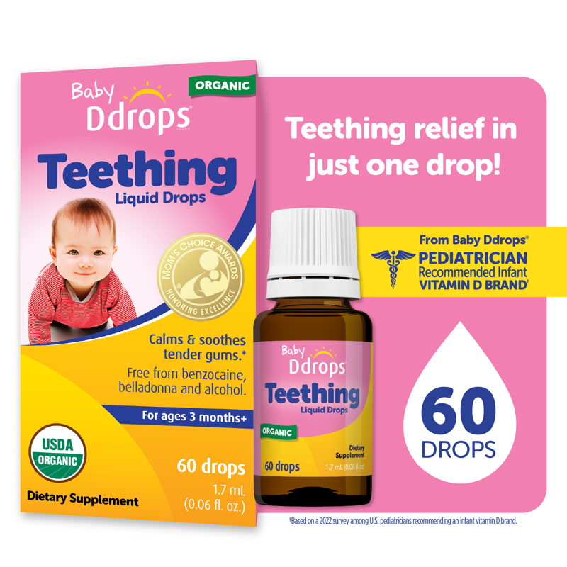 Organic Teething Relief Drops for Infants, Natural Gum Soothing Liquid