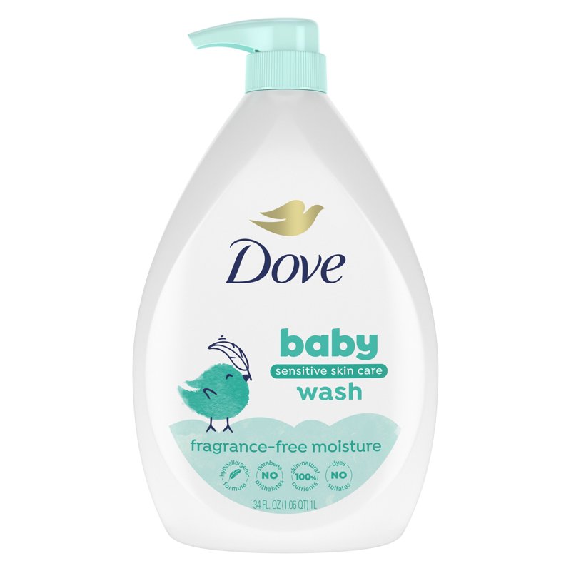 Baby Wash for Sensitive Skin - Fragrance-Free & Hypoallergenic, 34 fl oz