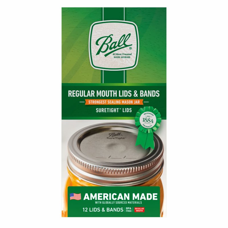 Regular Mouth Mason Jar Lids & Bands - 12 Count Set