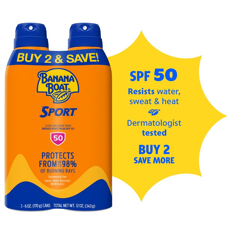 Sport Sunscreen Spray Twin Pack, SPF 50, 12 fl oz Total