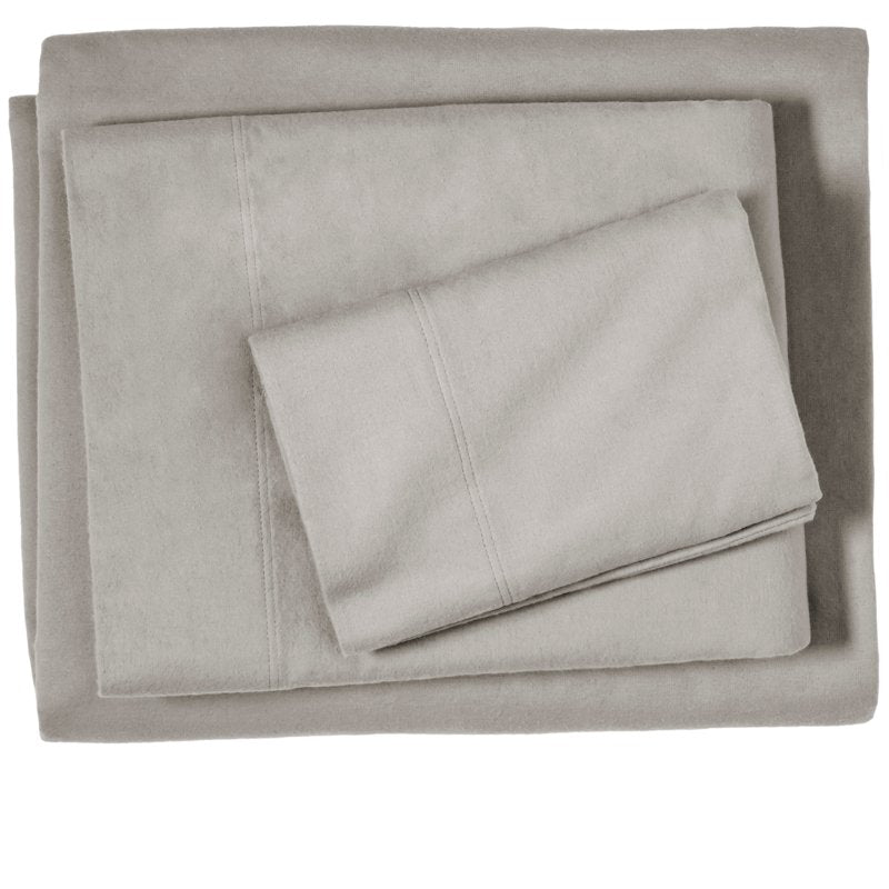 Twin Cotton Flannel Deep Pocket Sheet Set with 2 Bonus Pillowcases - Light Gray