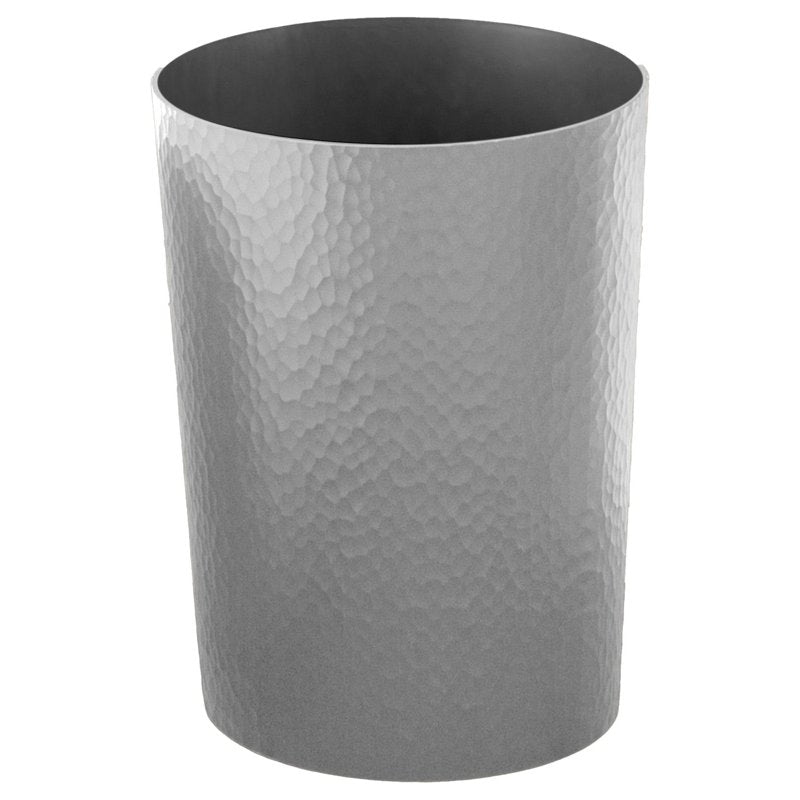 10 Liter Hammered Textured Plastic Trash Can - Silver
