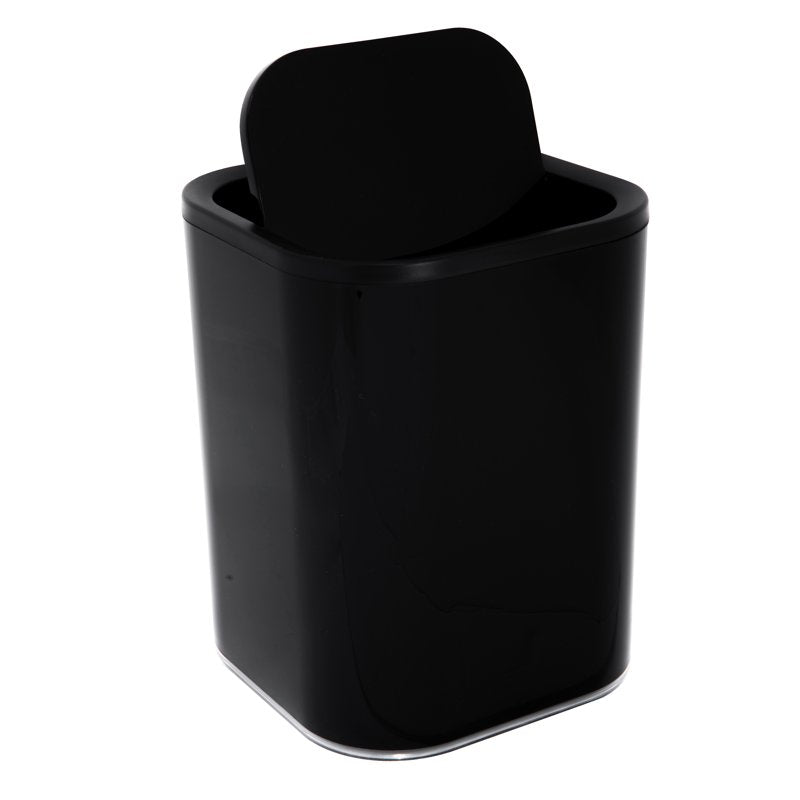 Acrylic Bathroom Trash Can - 2.1 Gallon Capacity - Black