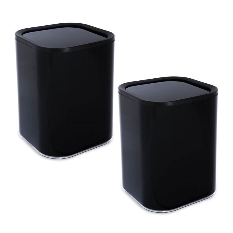8L Acrylic Waste Bin - Black, 2 Pack for Home & Office