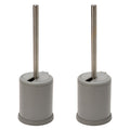 Self-Closing Toilet Brush and Holder Set - Grey, 2 Pack | Hygienic Stainless Steel Design