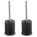 Self Closing Toilet Brush and Holder Set - Matte Black, 2 Pack