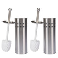 2 Pack Stainless Steel Toilet Brush Set with Air Vents - Discreet & Rust-Resistant