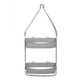 Grey 2-Way Convertible Plastic Shower Caddy with Hooks & Wide Shelves
