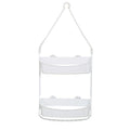 White 2-Way Convertible Shower Caddy - Overhead or Tension Rod Mount, Wide Shelves