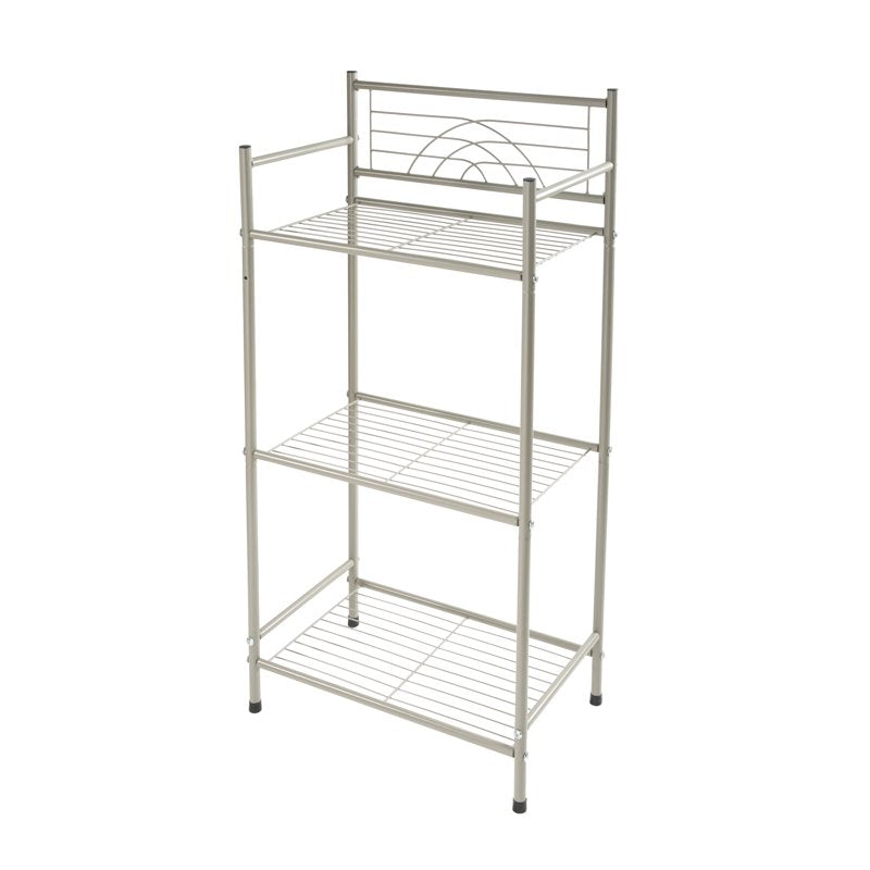 Satin Nickel 3-Tier Bathroom Storage Shelf - Freestanding Bathroom Organizer