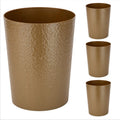 10 Liter Hammered Textured Bathroom Trash Can - Gold, 4 Pack
