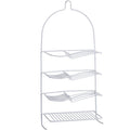Metal Shower Organizer with 4 Shelves and Hooks - White Bathroom Caddy