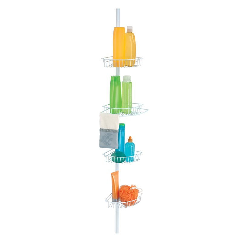 White 4-Tier Wire Corner Shower Caddy - No Tools, Rust-Resistant Bathroom Organizer