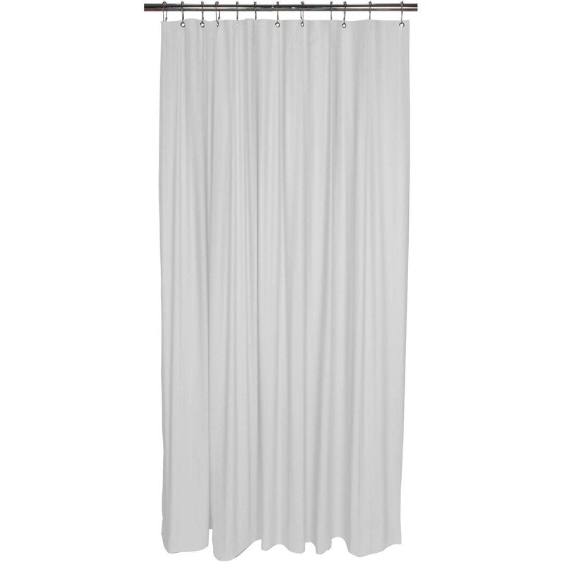White PVC Shower Curtain Liner 70x72 Inches - Mildew Resistant, Magnet-Weighted Hem