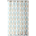 Bath Bliss Beige & Blue Leaf Shower Curtain - White Variation 70x72 Inches