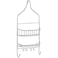 Chrome Shower Caddy with 2 Shelves and Hooks - Rust-Resistant Bathroom Organizer
