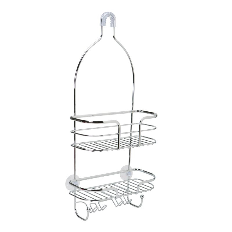 Bath Bliss Holland Steel Shower Caddy Chrome - Over Shower Head Organizer with Hooks