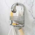 Plastic Shower Caddy Over-the-Shower Head Gray with Hooks & Suction Cups