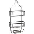 Black Onyx 2-Tier Shower Caddy with Hooks - Rust-Resistant Bathroom Organizer