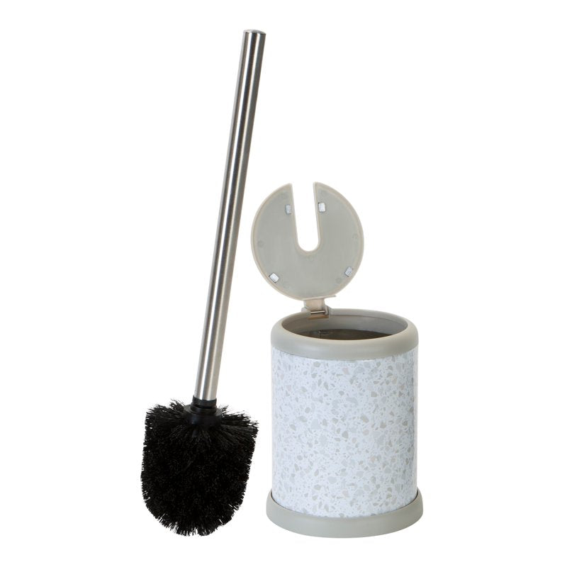 Bath Bliss Self-Closing Lid Toilet Brush & Holder Set - Terz White, 1