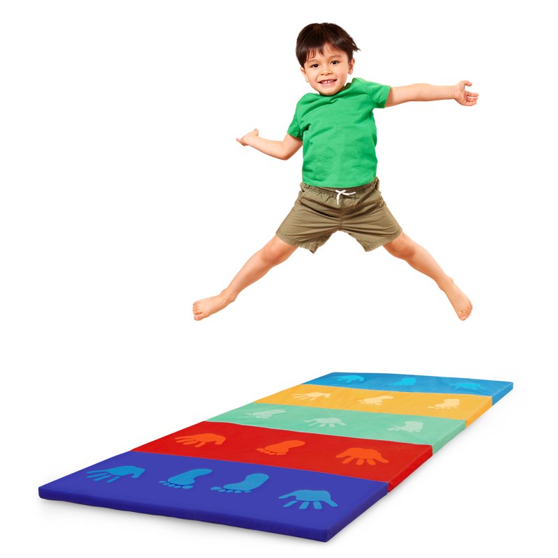 Mini Gymnast's Play Mat with Foldable Multicolor Design and Handle for Toddlers