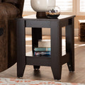 Modern Dark Brown Wood End Table with Shelf - Compact Design