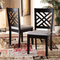 Modern Grey Upholstered Dining Chair Set - Espresso Finish - 2-Piece