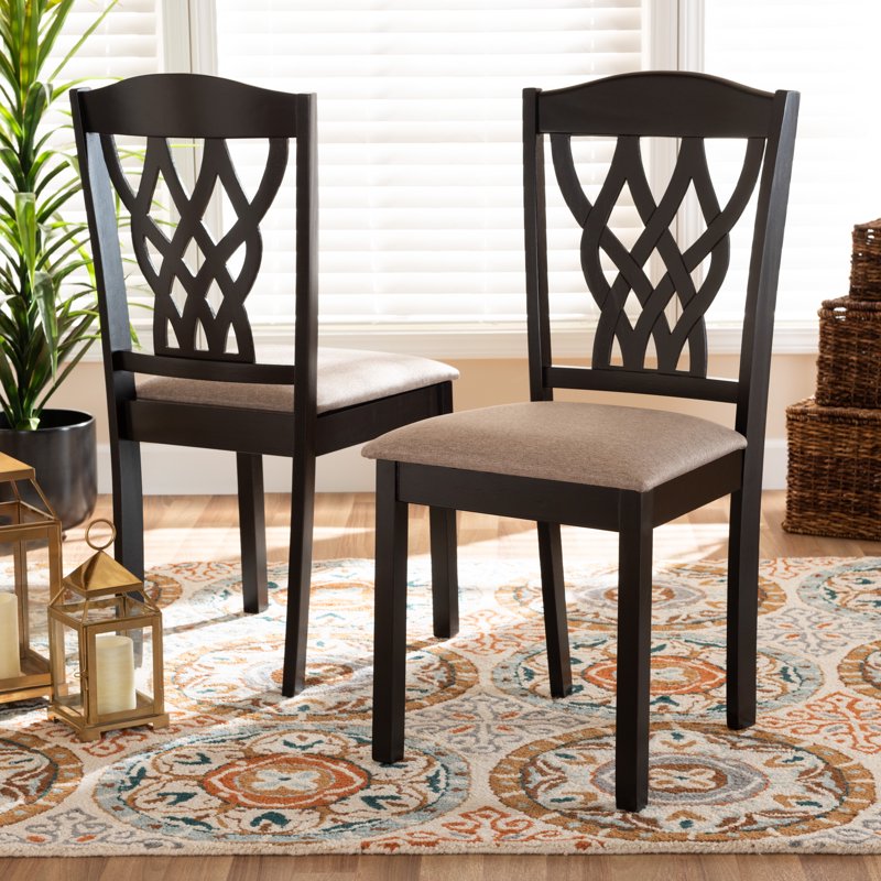Modern Sand Fabric Upholstered Dining Chair Set - 2 Pieces