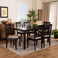 Modern Dark Brown Dining Set with 1 Table & 6 Chairs