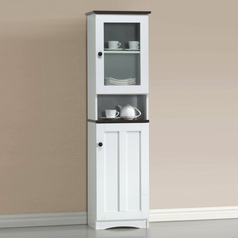 Modern Two-Tone Buffet and Hutch Kitchen Cabinet - Brown