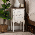 Mid-Century Two-Drawer End Table - Walnut Brown & Antique White