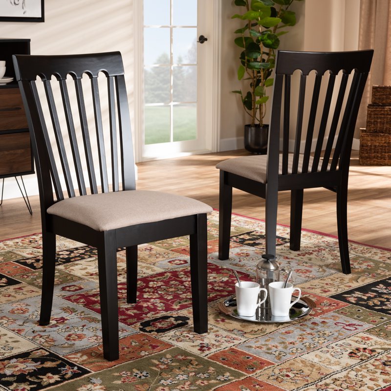 Modern 2-Piece Upholstered Dining Chair Set - Espresso Fabric
