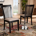 Modern 2-Piece Upholstered Dining Chair Set - Espresso Fabric