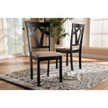 Modern Sand Upholstered Dining Chair Set in Espresso Finish