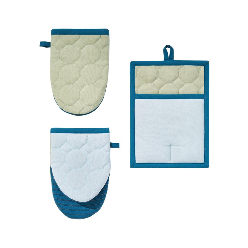 Floral Print Mini Mitt & Pot Holder Set - 3 Pieces, Hydrangea