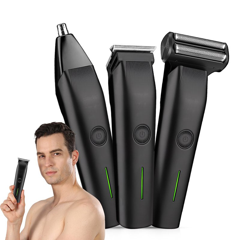 Beard Trimmer & Grooming Kit - 3 in 1 Hair Clippers for Face, Nose, Ear