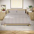 Cotton Comforter Set Full/Queen - Reversible Stripe Bedding with Shams