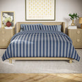 Cotton Striped Comforter Set - King, Starry Night Blue, Reversible 3-Piece