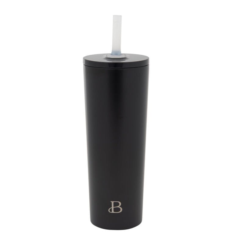 24oz Stainless Steel No Drippy Sippy Tumbler with Straw - Black