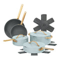 12-Piece Ceramic Nonstick Cookware Set with Strainer Lids - Hydrangea