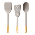 3-Piece Silicone Kitchen Utensil Tool Set - Porcini Taupe