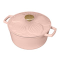 4 Quart Enameled Cast Iron Dutch Oven with Petal Lid - Rose
