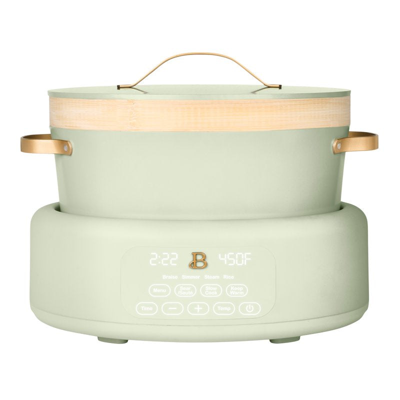 8 Qt Multi-Cooker with Bamboo Steamer Insert - Sage Green