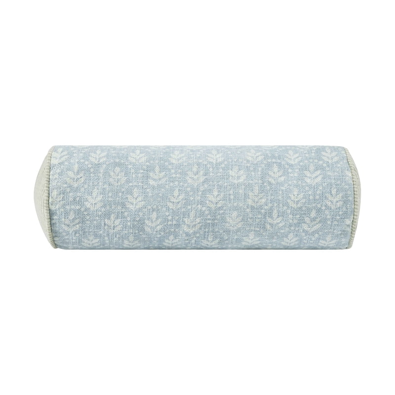 Blue 8x20 Inch Hydrangea Block Print Bolster Pillow by Drew Barrymore